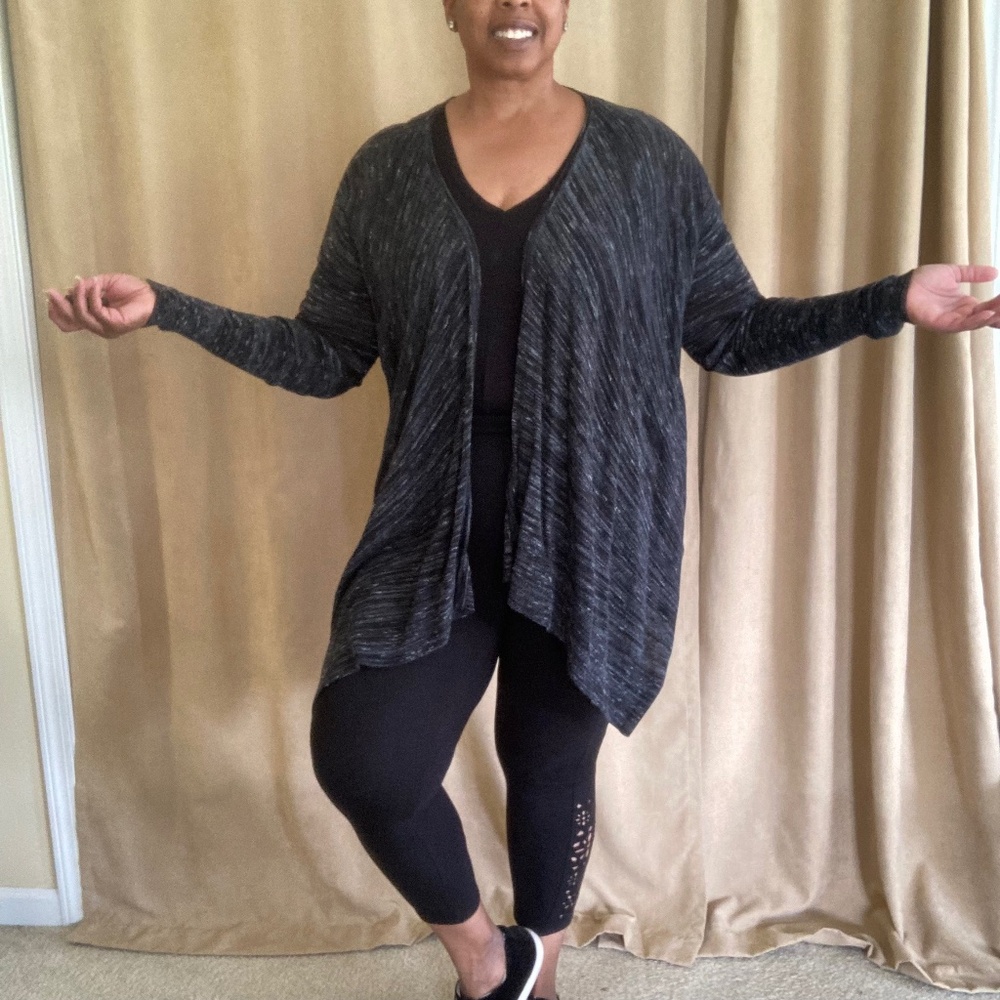 Lane Bryant Hi-Lo Cardigan Sweater, Black, size 14/16